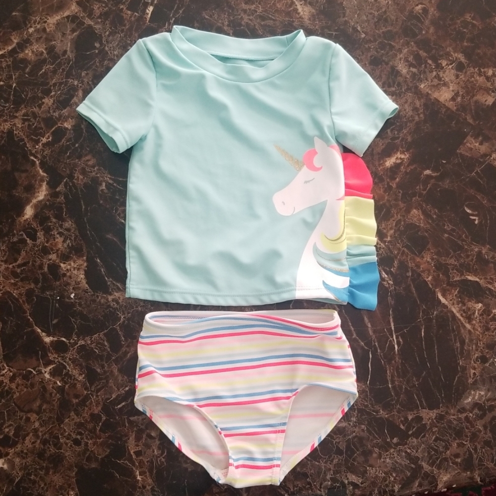 Unicorn Swim shirt and bottom